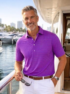 RLX Ralph Lauren X Series Golf Polo Pink Blue Striped Performance Shirt Men’s M